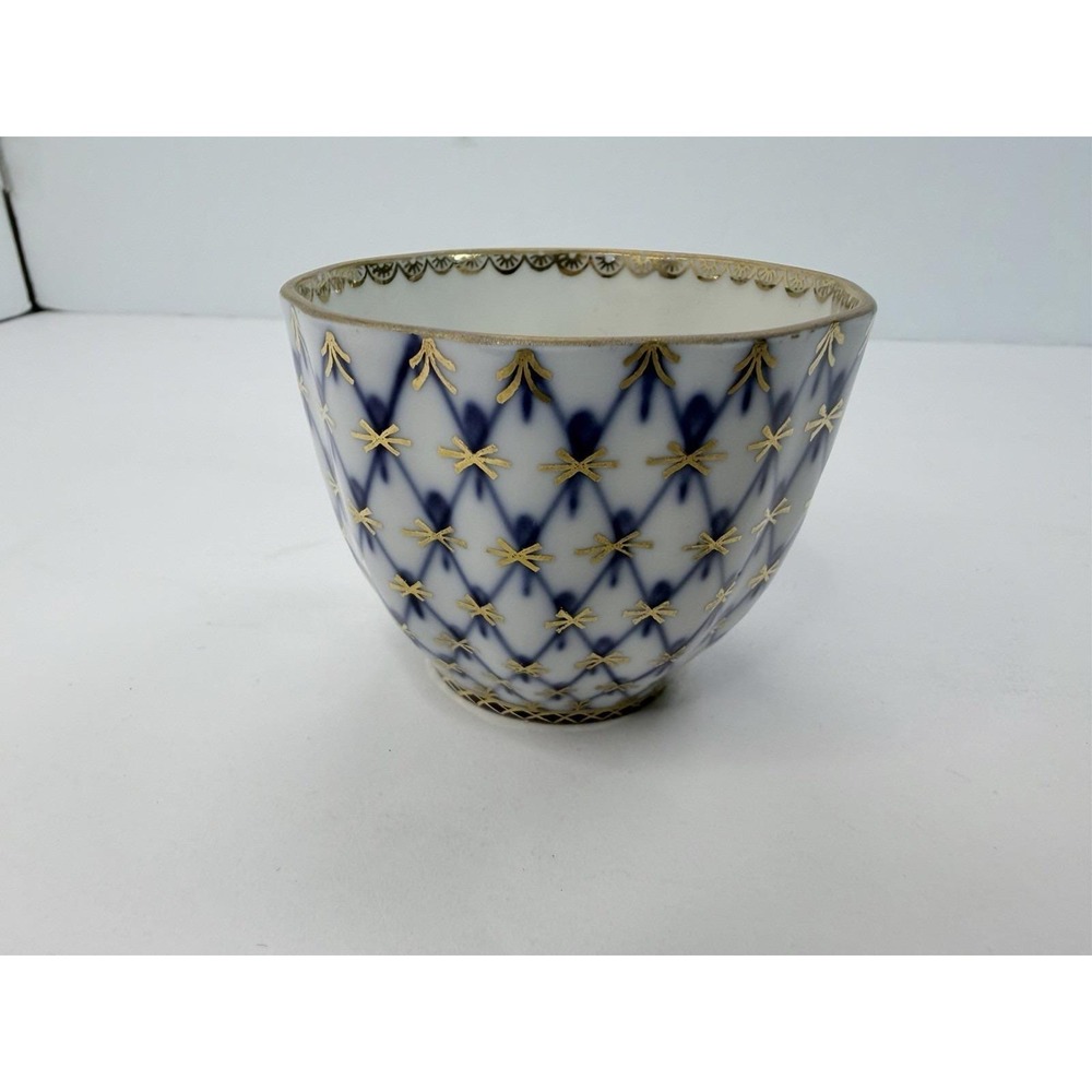 Lomonosov Cobalt Blue Net Mini Open Sugar Bowl Porcelain Russia